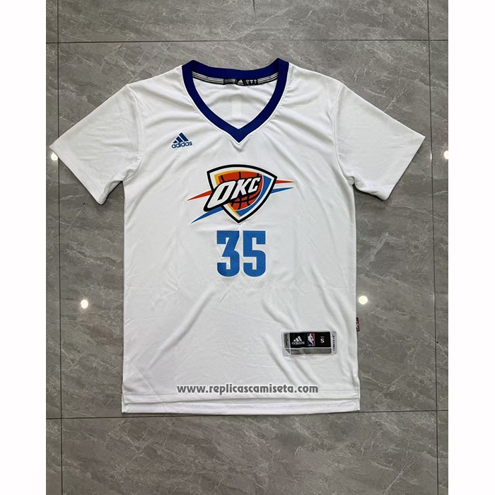 Camiseta Manga Corta Oklahoma City Thunder Kevin Durant NO 35 Blanco